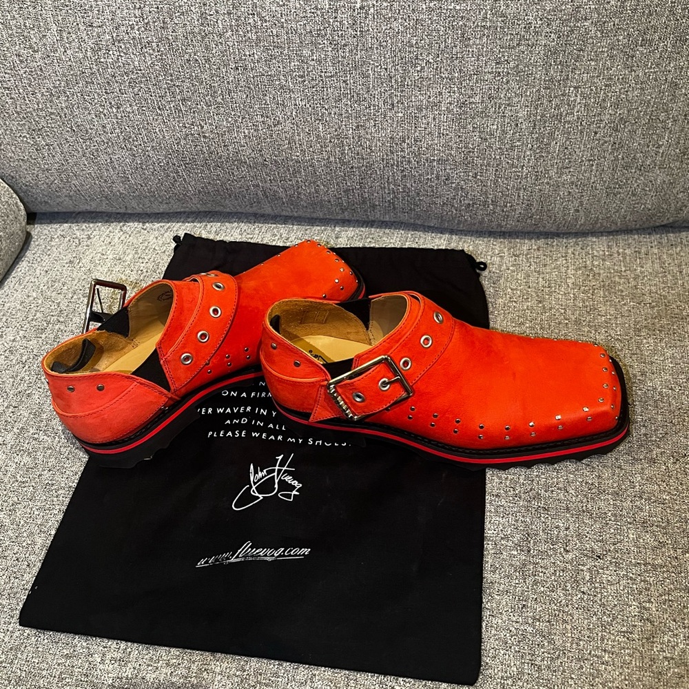 NEW John Fluevog Floyt leather slip on buckle shoes men size 5 women 7 - Picture 2 of 9